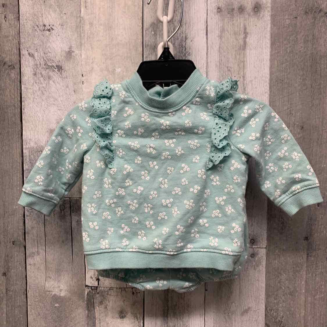 Size 3 Months Blue Floral Print Carter's Shirt/Shorts