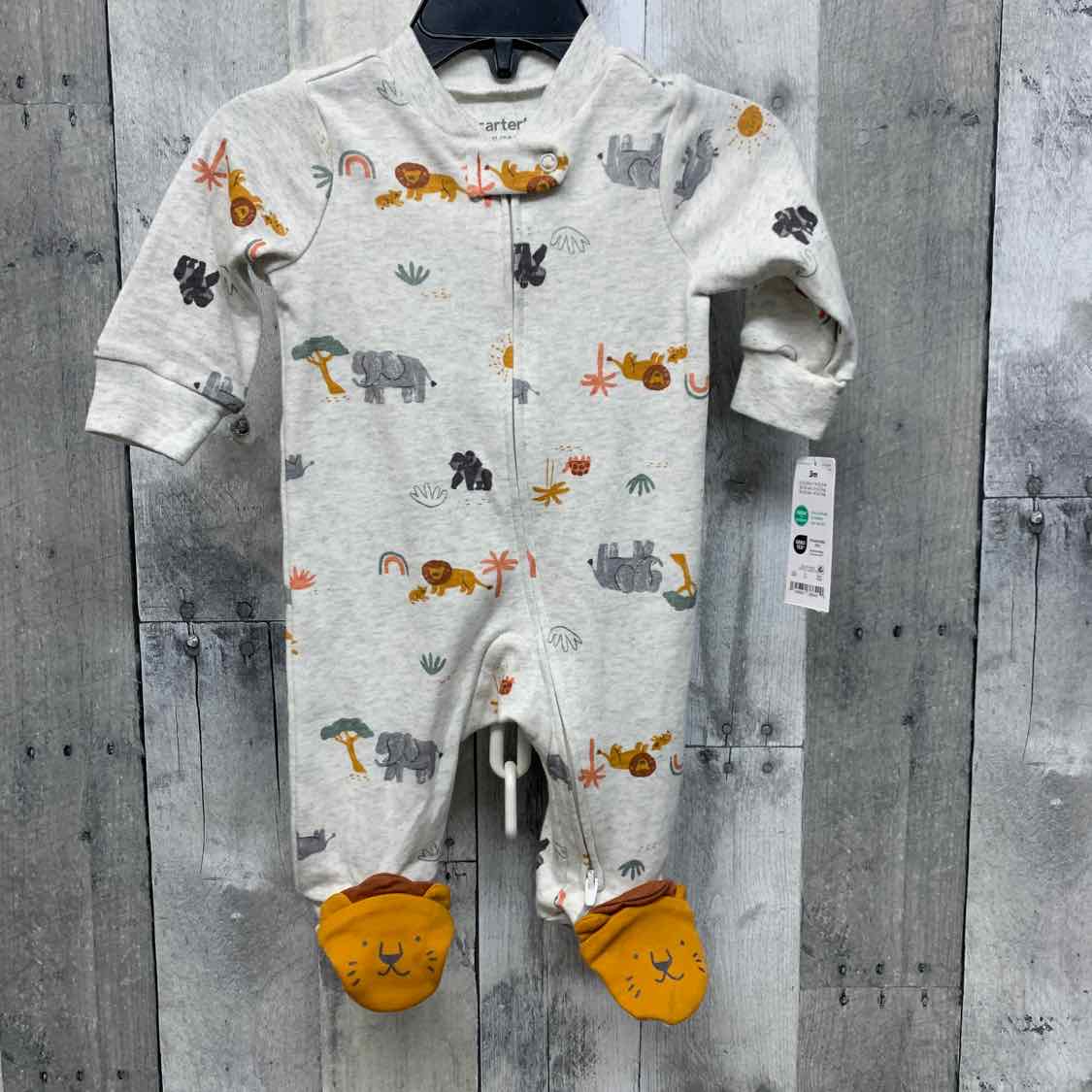 Size 3 Months Gray Print Just One You Footy PJs
