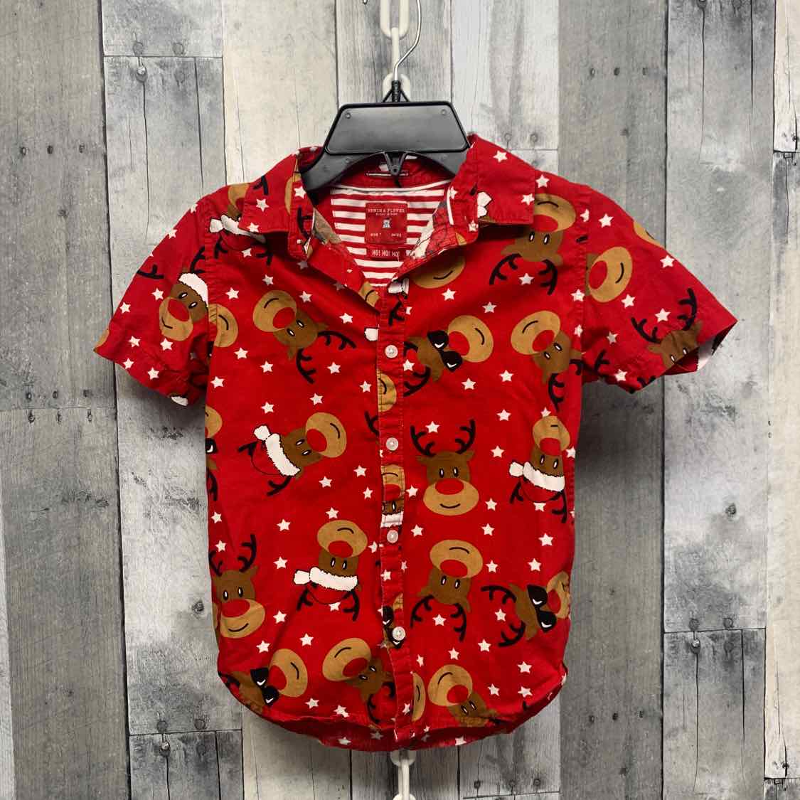 Size 7 Red Print B Brand Button Up