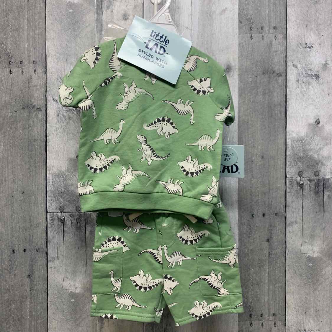 Size 6-9 Months Green Print Little Lad Shirt/Shorts