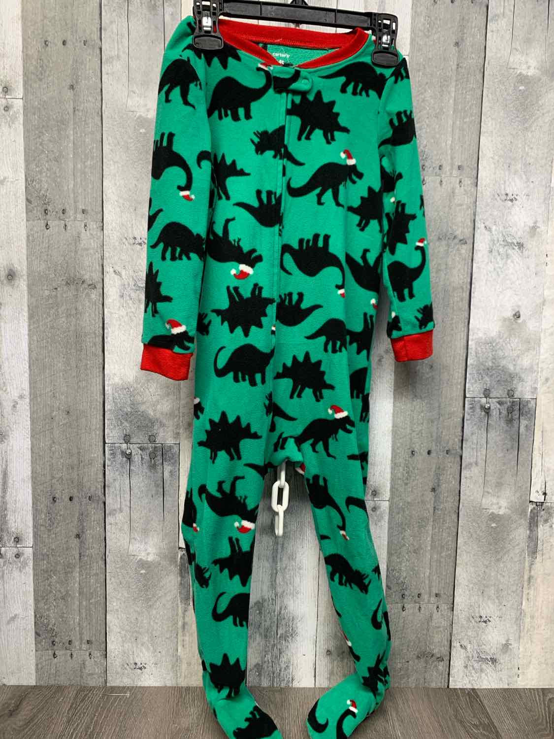 Size 4T Green Print Carter's Footy PJs
