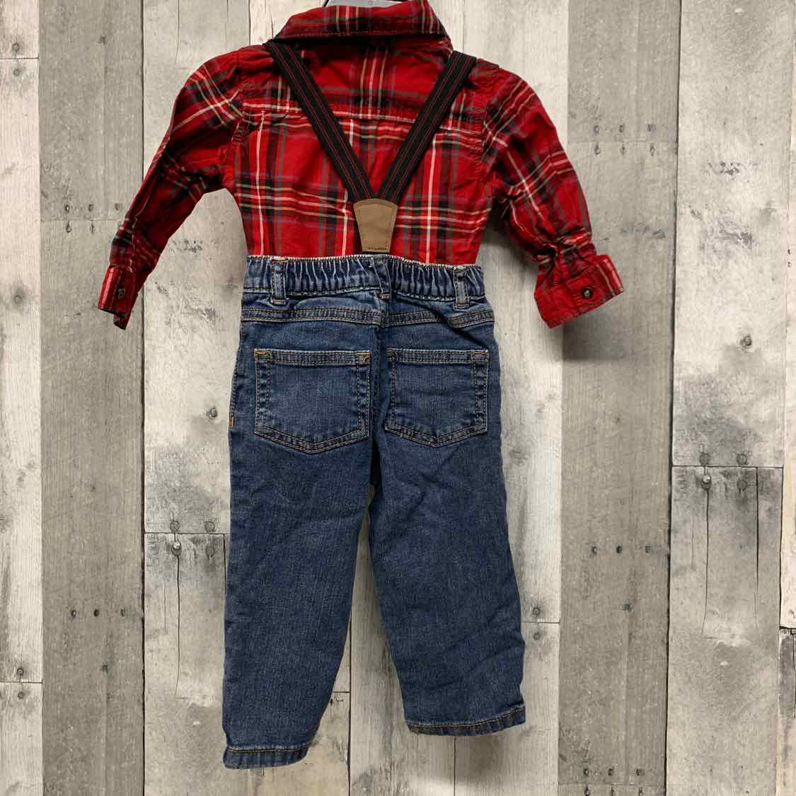 Size 12 Months Denim/Red Carter's Shirt/Pants