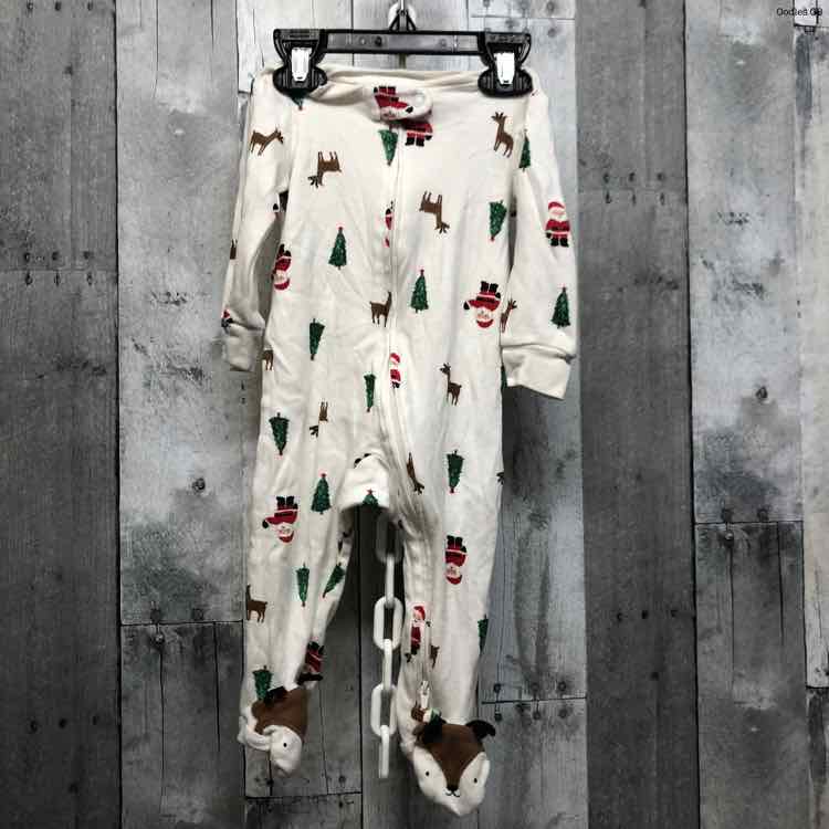 Size 9 Months White Graphic Just One You Footy PJs