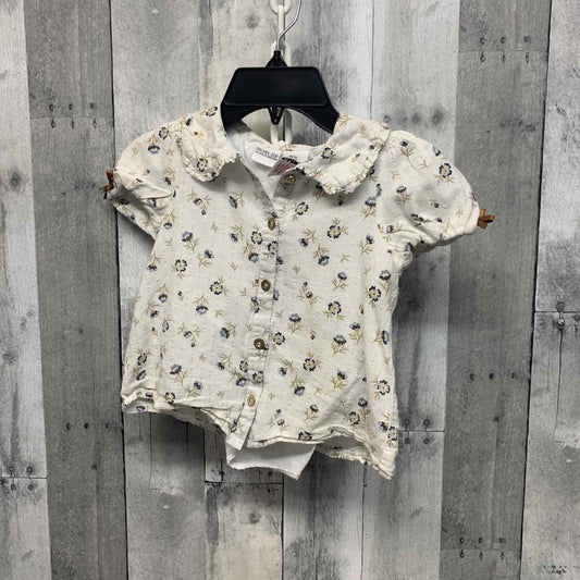 Size 5T White Floral Print B Brand T Shirt