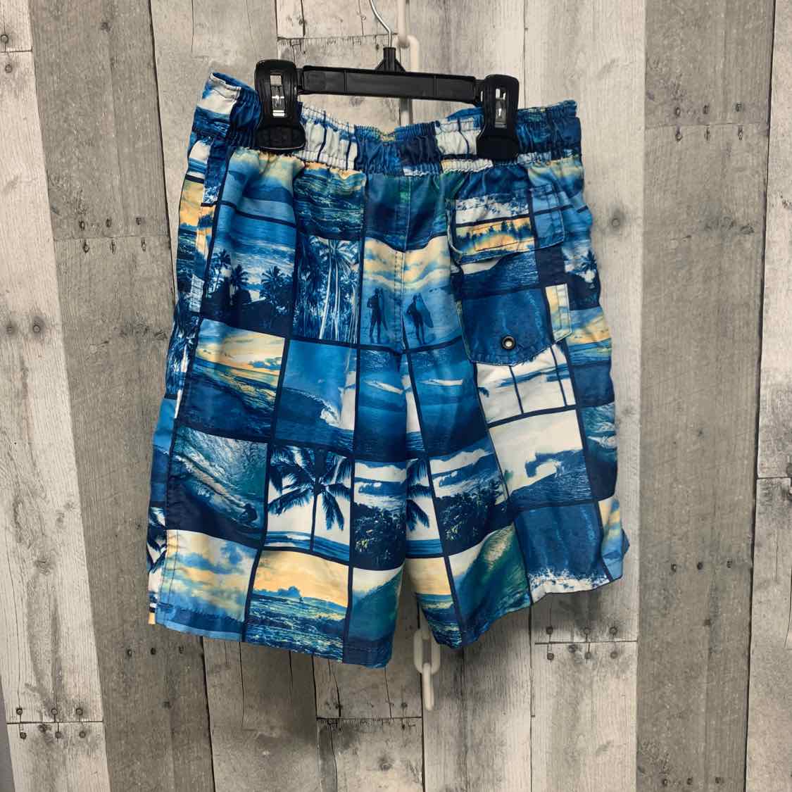 Size 8 Blue Print Body Glove Swim Trunks