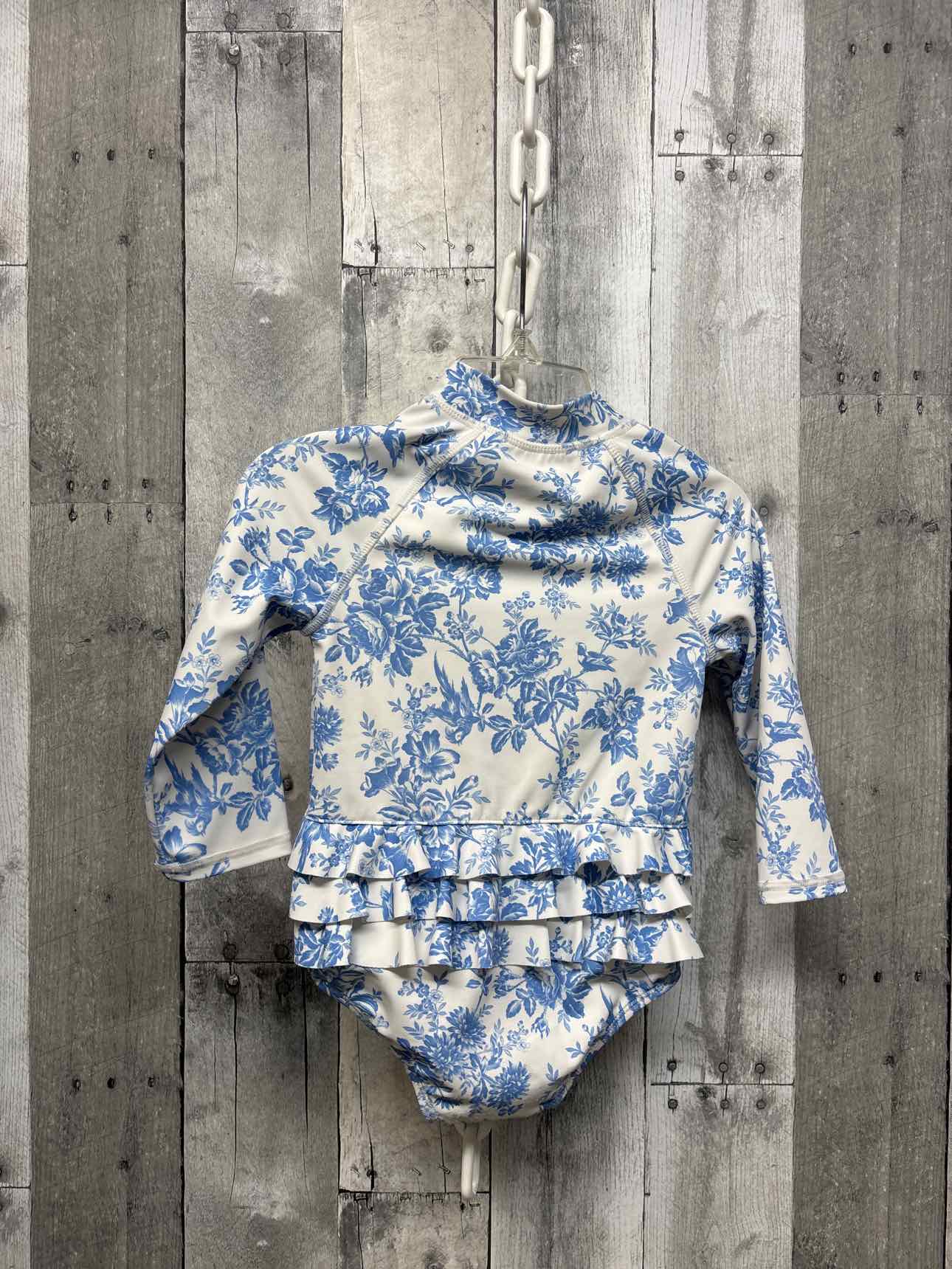 Size 12-18 Months Blue/White Janie & Jack Swim Suit - 1pc