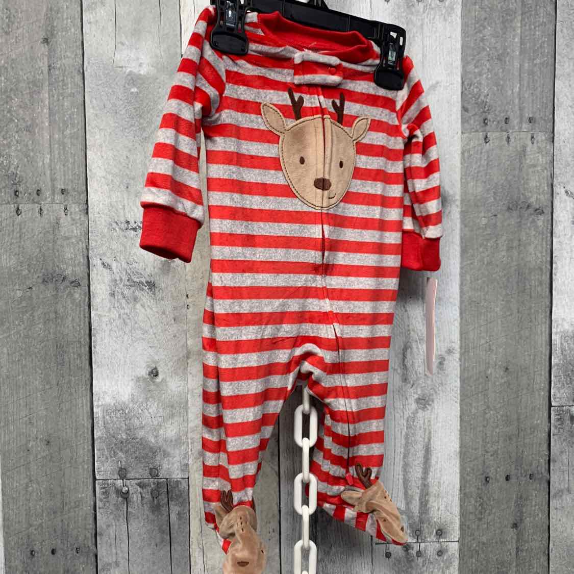 Size 3 Months Red Striped Just One You Footy PJs