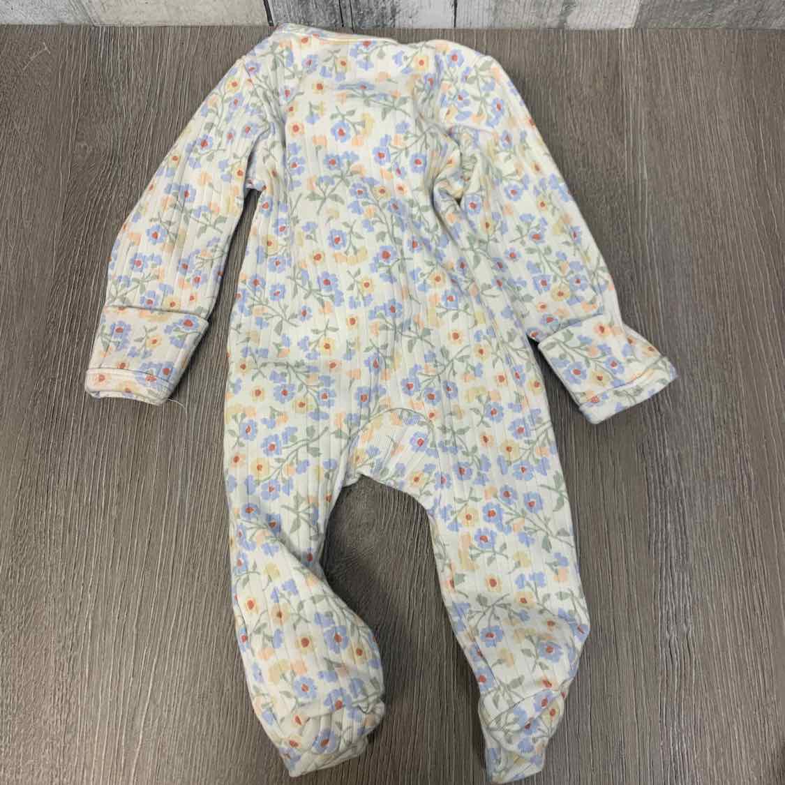 Size Preemie White Floral Print Child of Mine Footy PJs