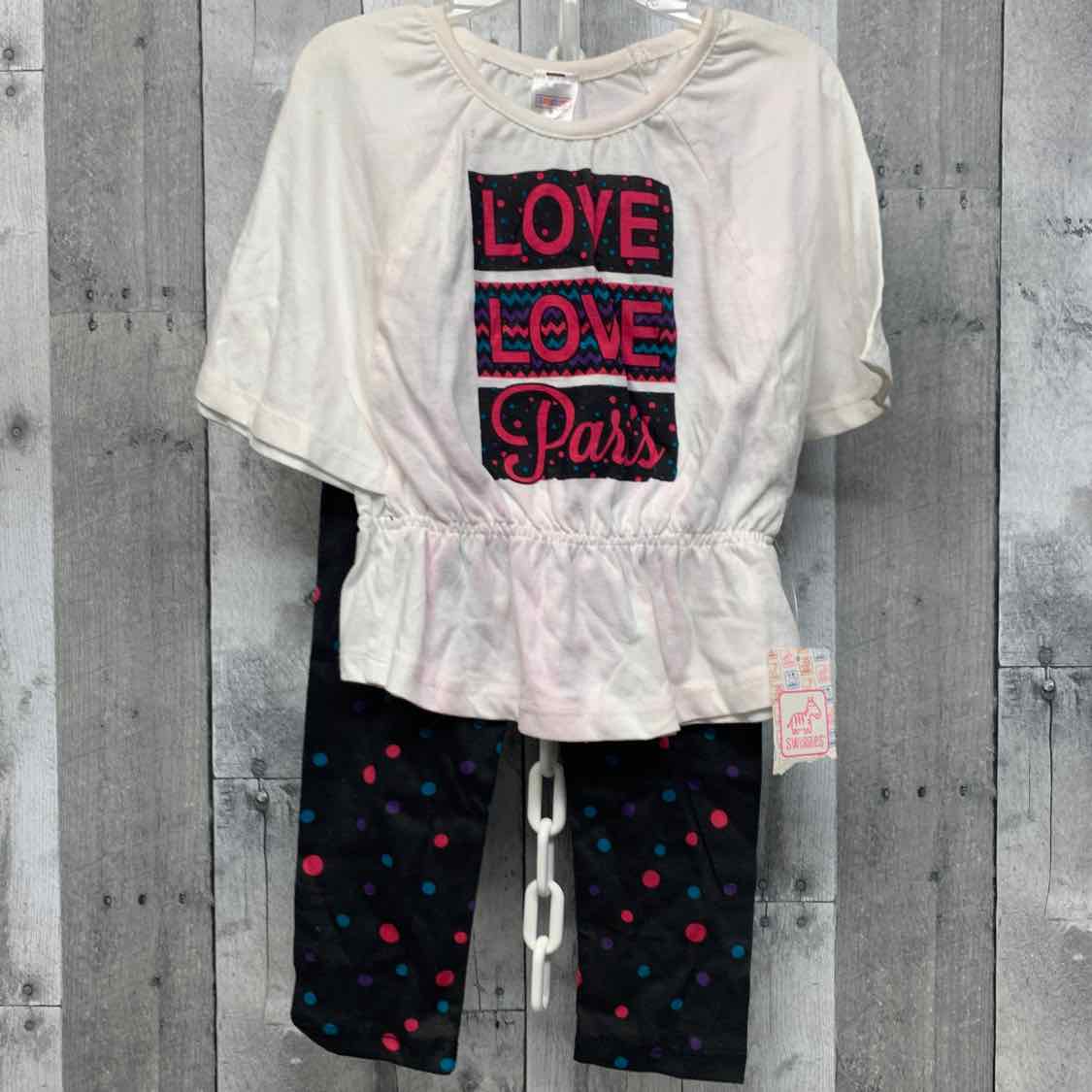 Size 2T White/Coral Swiggles Shirt/Leggings