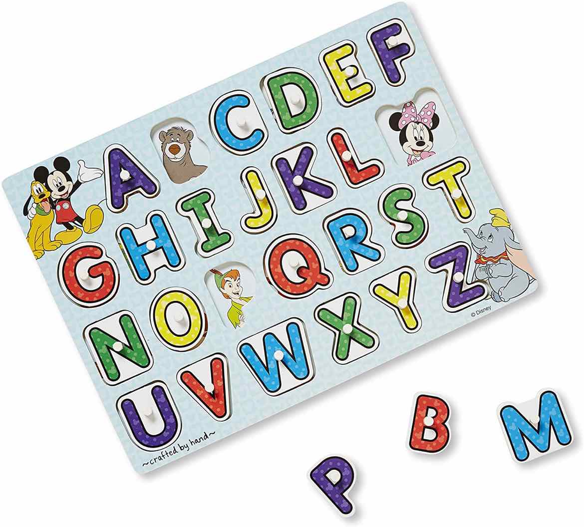 Melissa & Doug Disney Classics Wooden Alphabet Peg Puzzle