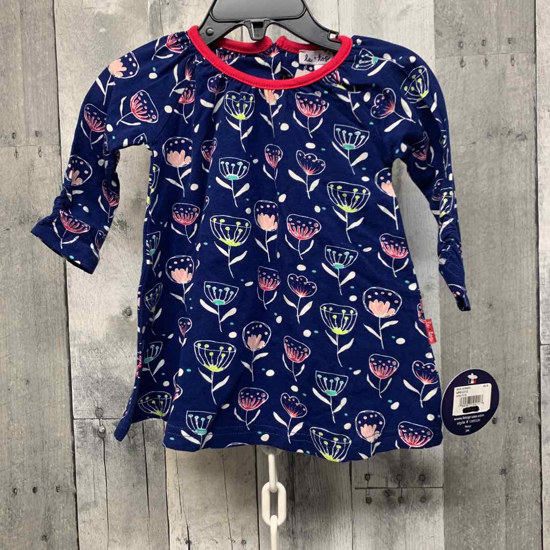 Size 3 Months Blue/Pink B Brand LS Dress