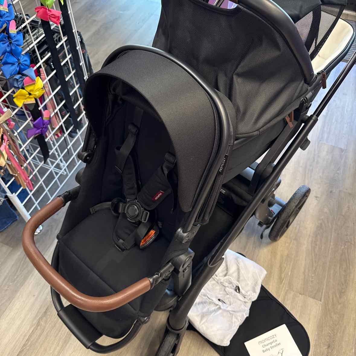 MomCozy Black Double Stroller - Tandem