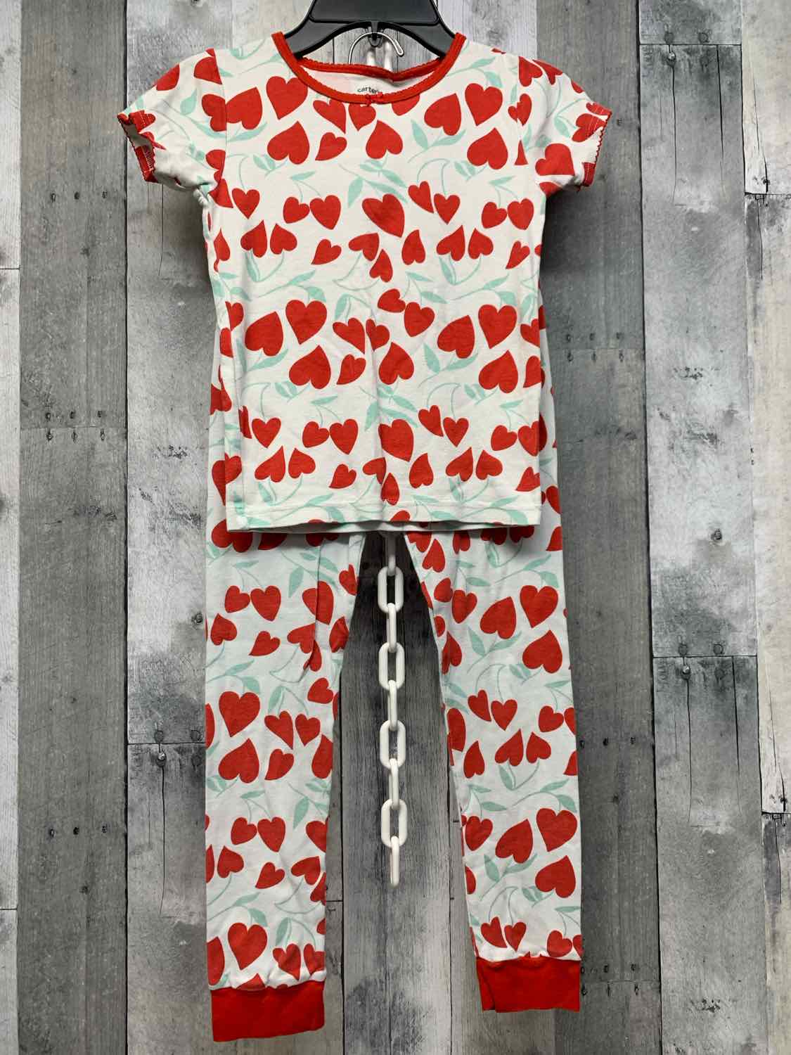 Size 7 White/Red Carter's 2pc PJs