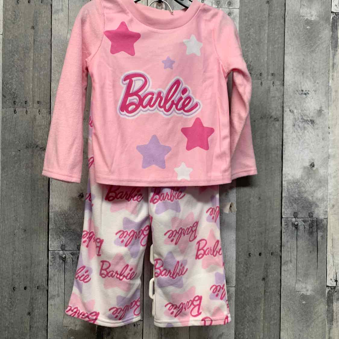 Size 3T Pink/White Barbie 2pc PJs