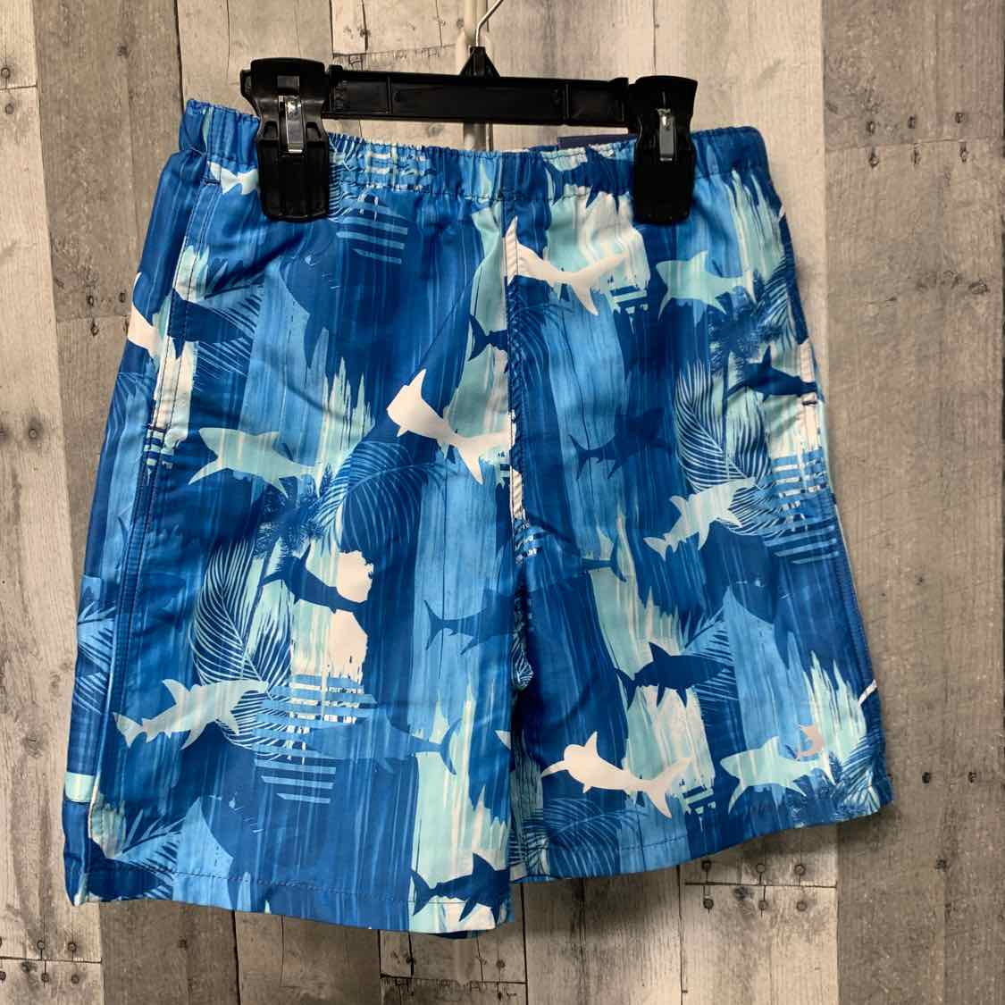 Size Large Blue Print Reel Legends Swim Trunks - OodlesCB
