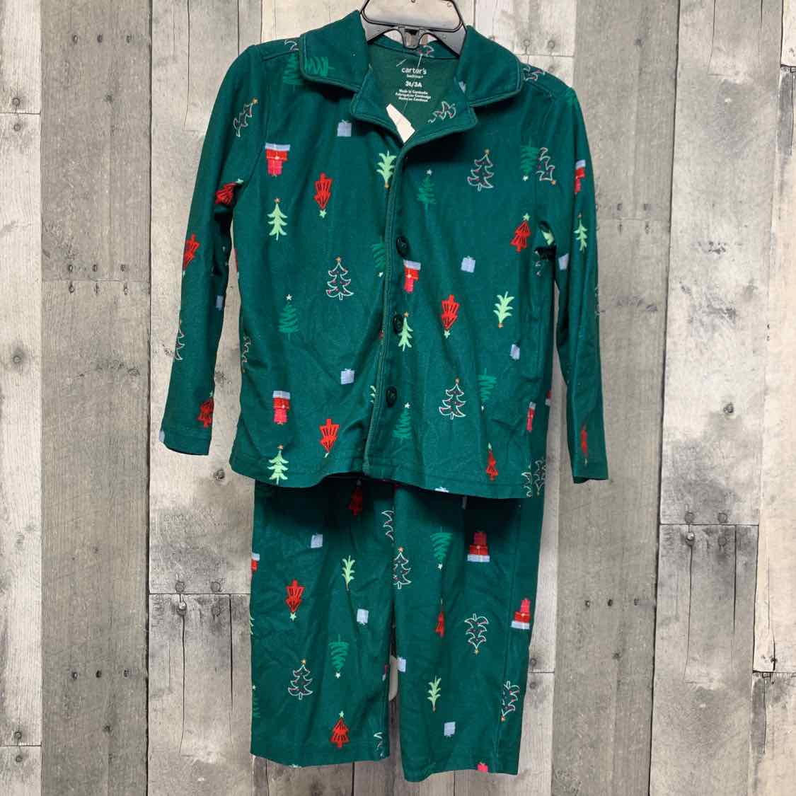 Size 3T Green Print Carter's 2pc PJs