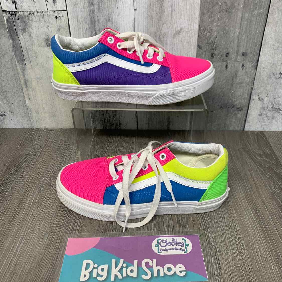 Size 3 Green/Pink Vans Sneakers