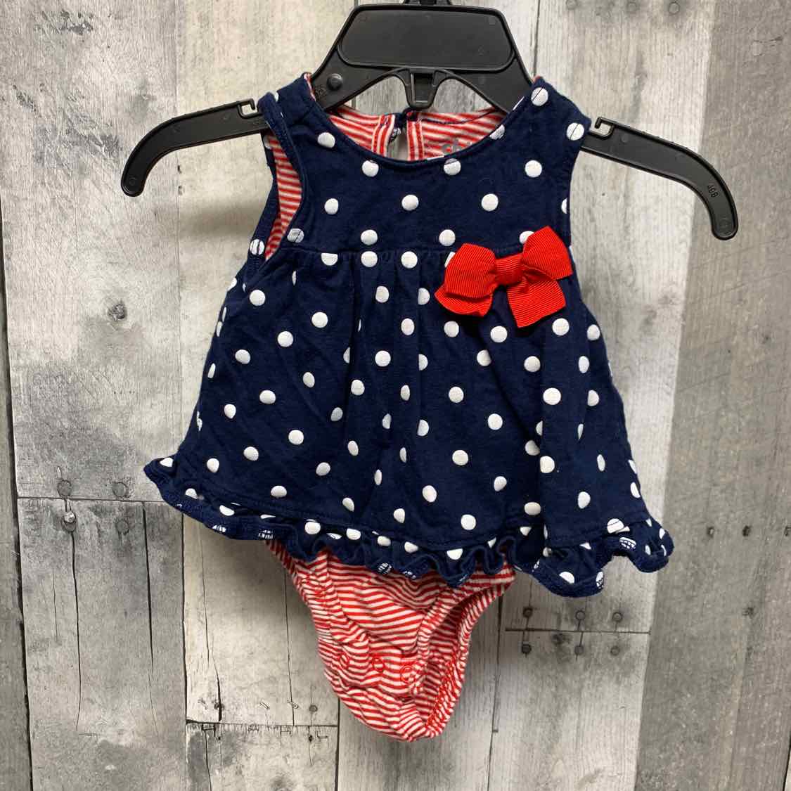 Size 0-3 Months Navy/Red Child of Mine Romper