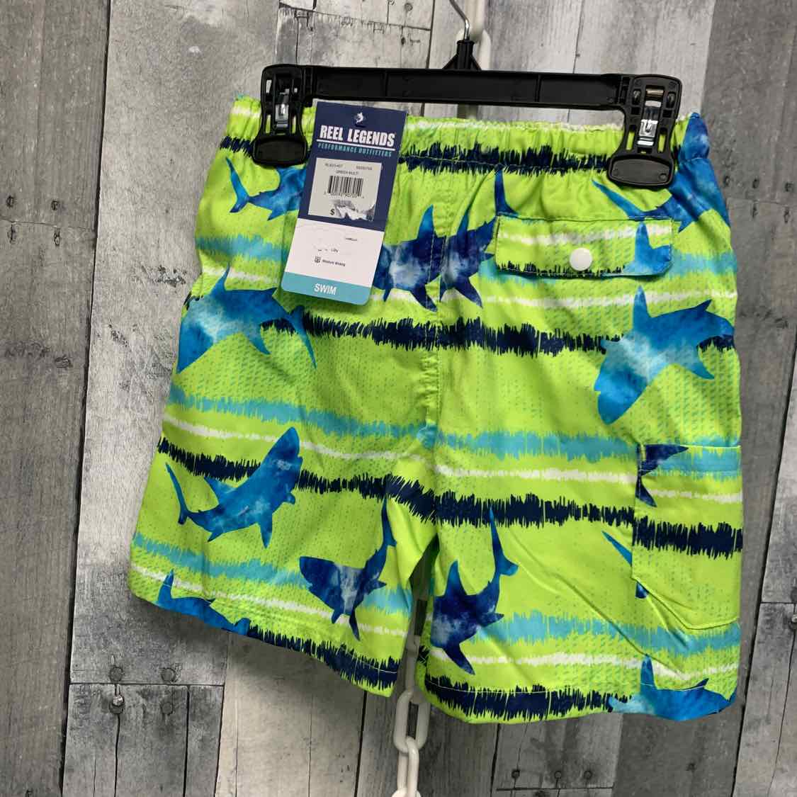 Size 4/5 Green/Blue Reel Legends Swim Trunks - OodlesCB