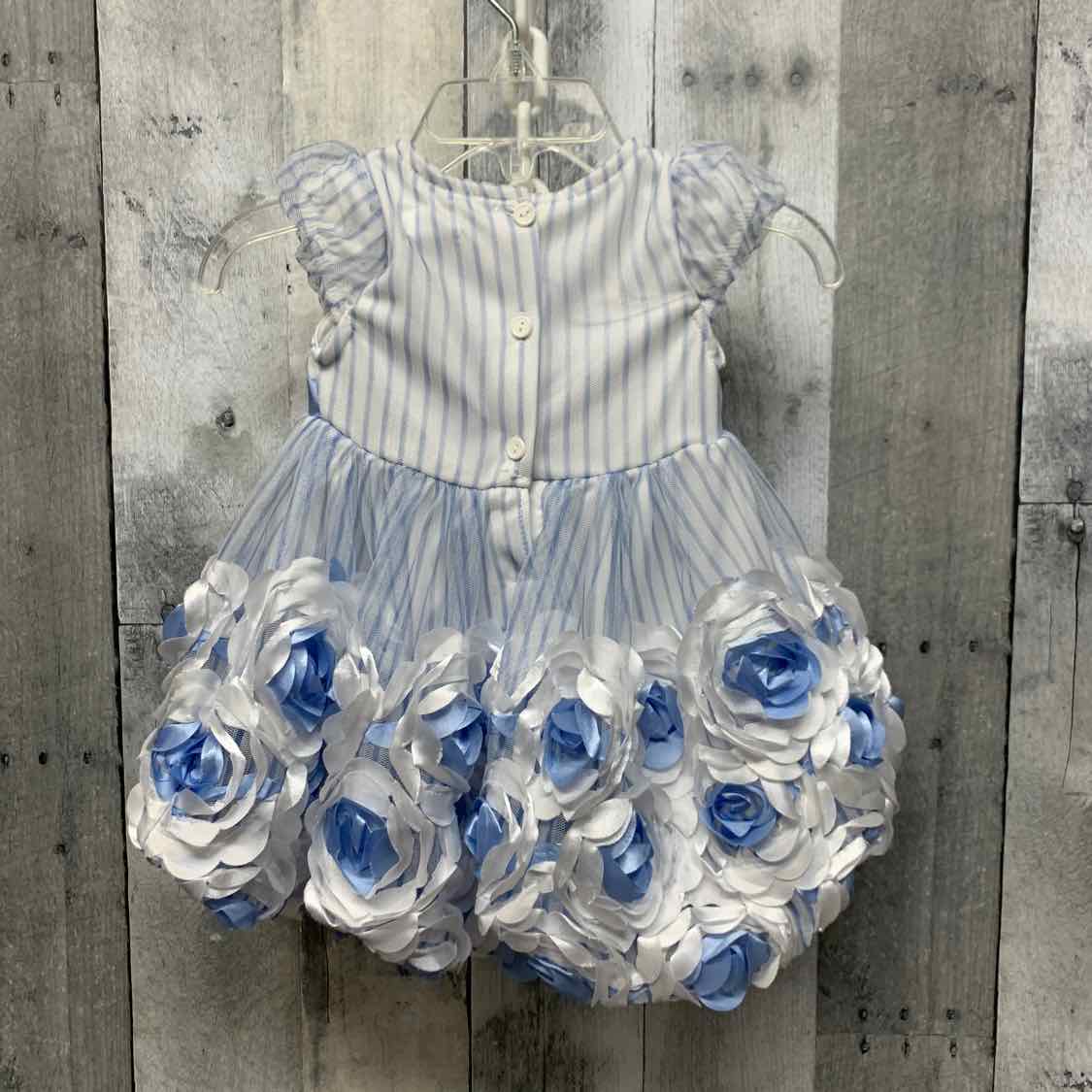 Size 12 Months White/Blue Nannette Dress