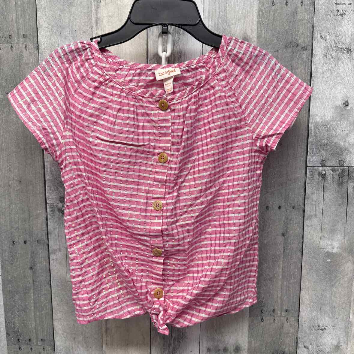 Size 7/8 Pink Plaid Cat & Jack Short Sleeve Shirt