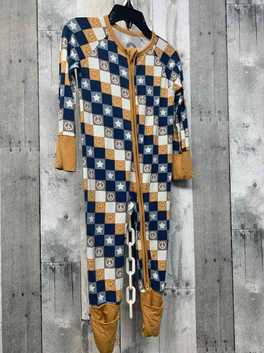 Size 18-24 Months Navy/Brown Bamboo Footy PJs