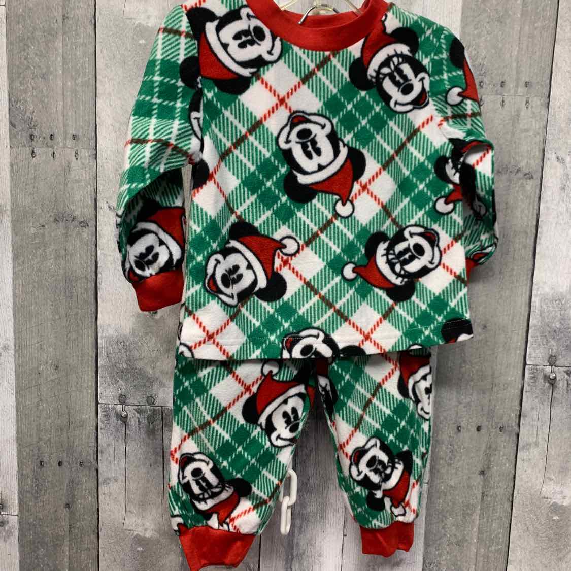 Size 2T Green/Red Disney 2pc PJs