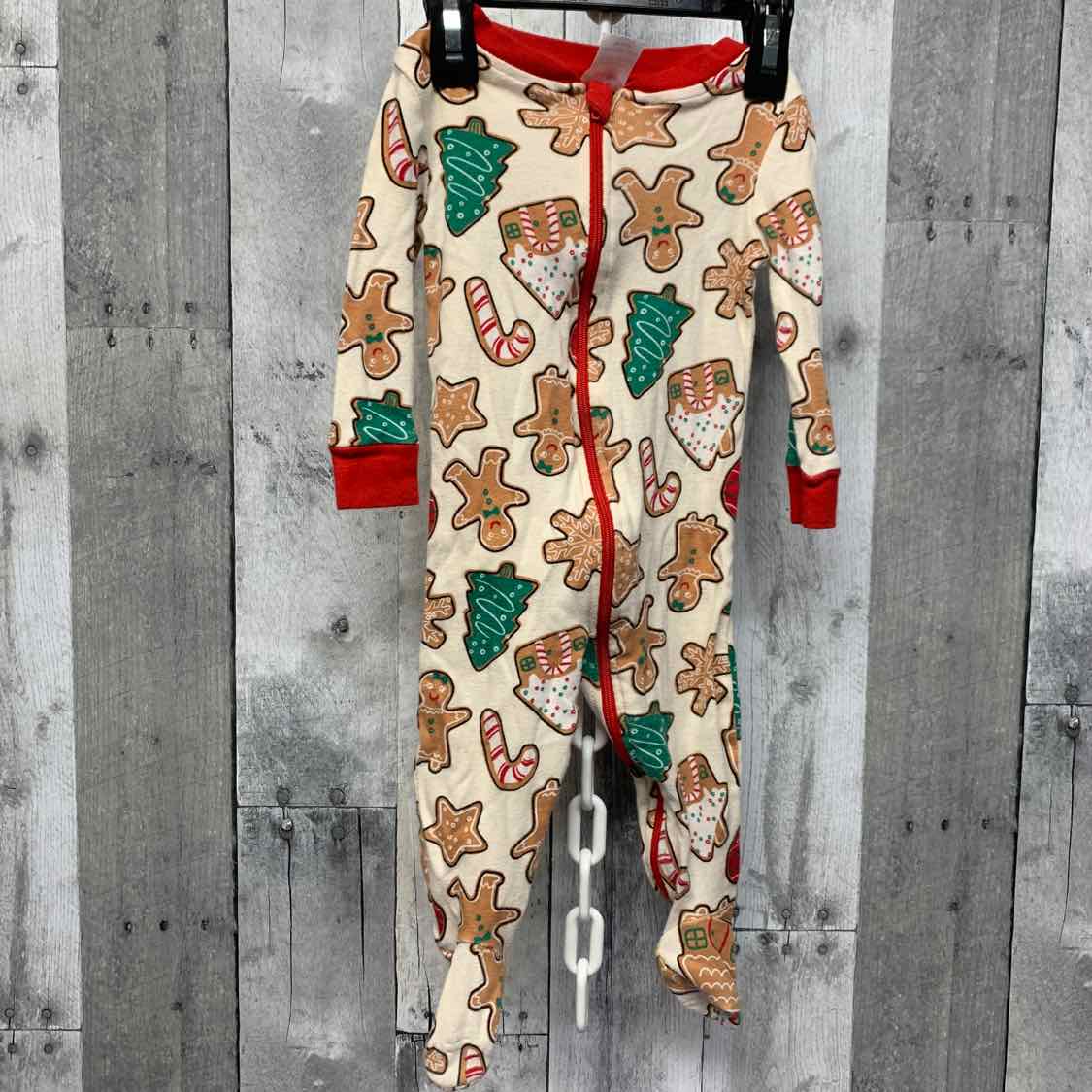 Size 6-12 Months Tan/Red Holiday Brands Footy PJs