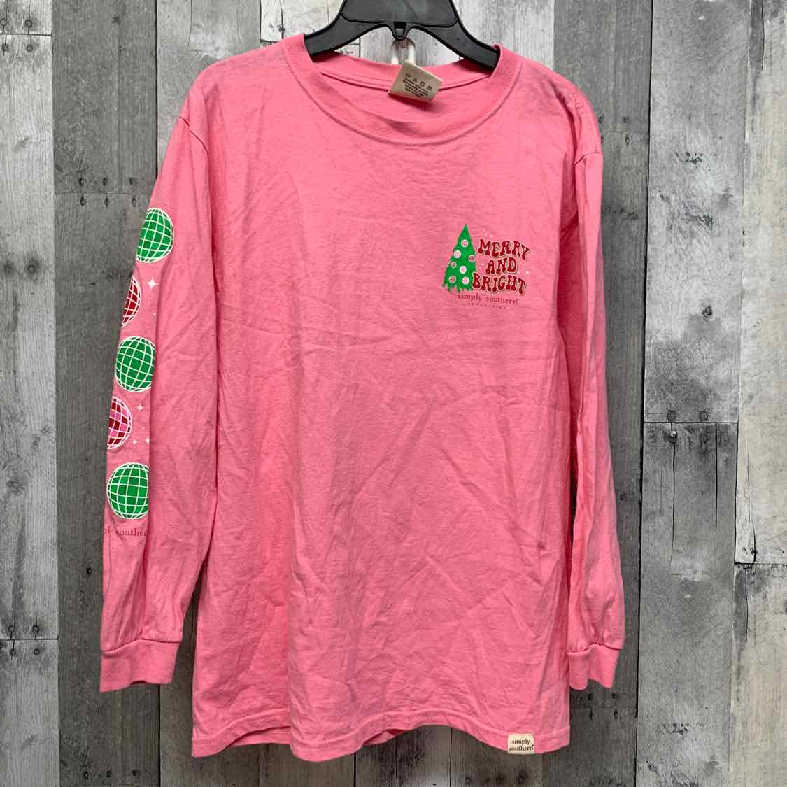 Size Large Pink Graphic Simply Southern Long Sleeve Shirt