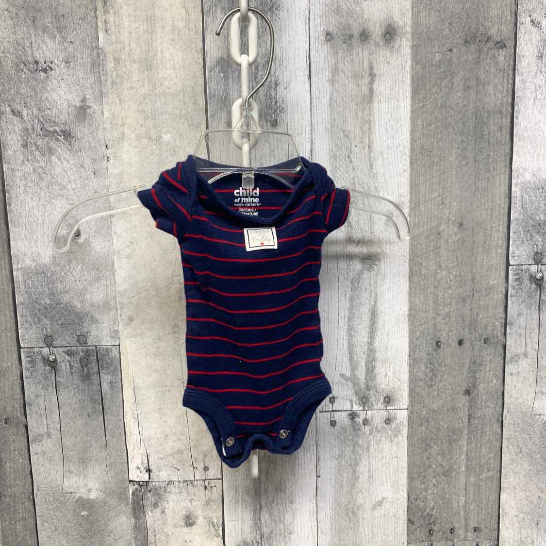 Size Preemie Navy Striped Child of Mine Bodysuit