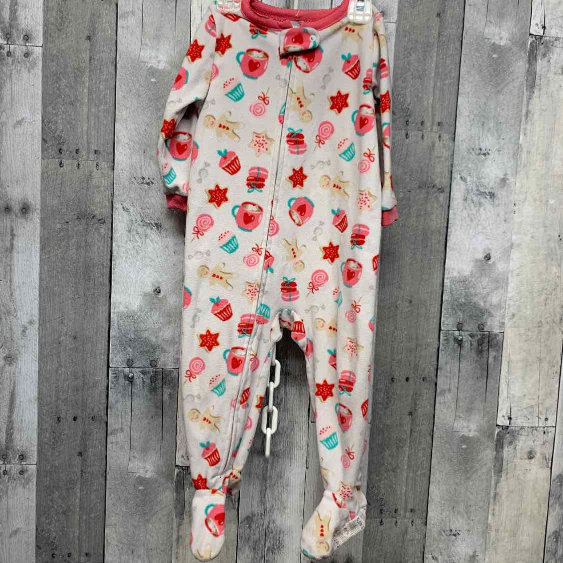 Size 18 Months White Print Carter's Footy PJs