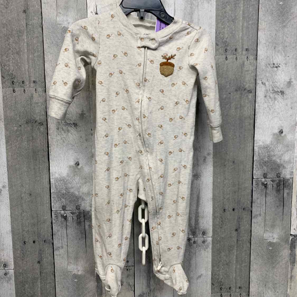 Size 9 Months Gray Print Carter's Footy PJs