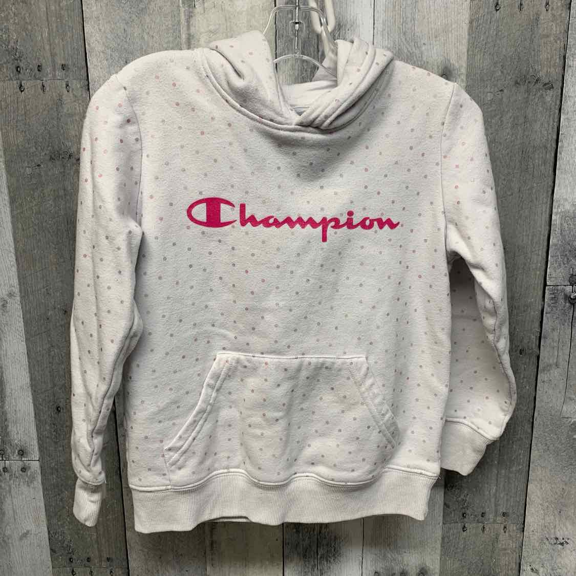 Size 6/7 White Print Champion Pull Over
