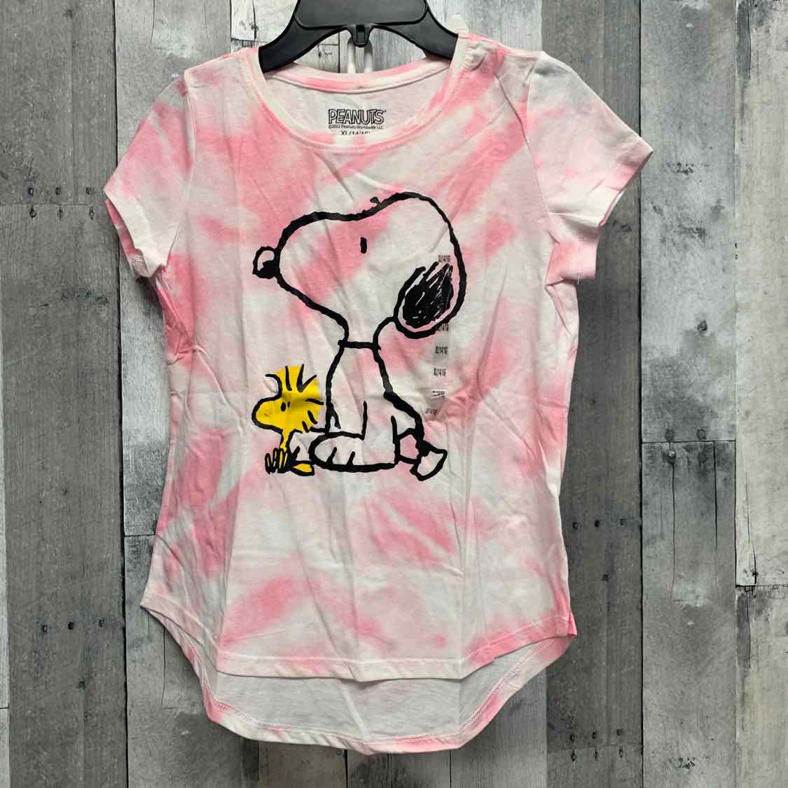 Size 14/16 Pink Graphic Peanuts Short Sleeve Shirt - OodlesCB