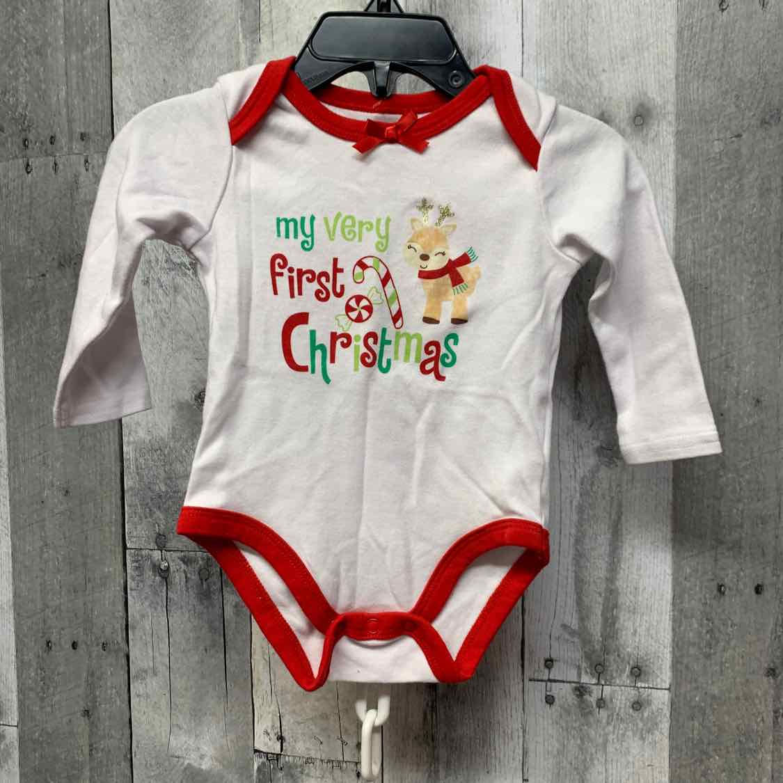 Size 9 Months White/Red Baby Essentials Bodysuit