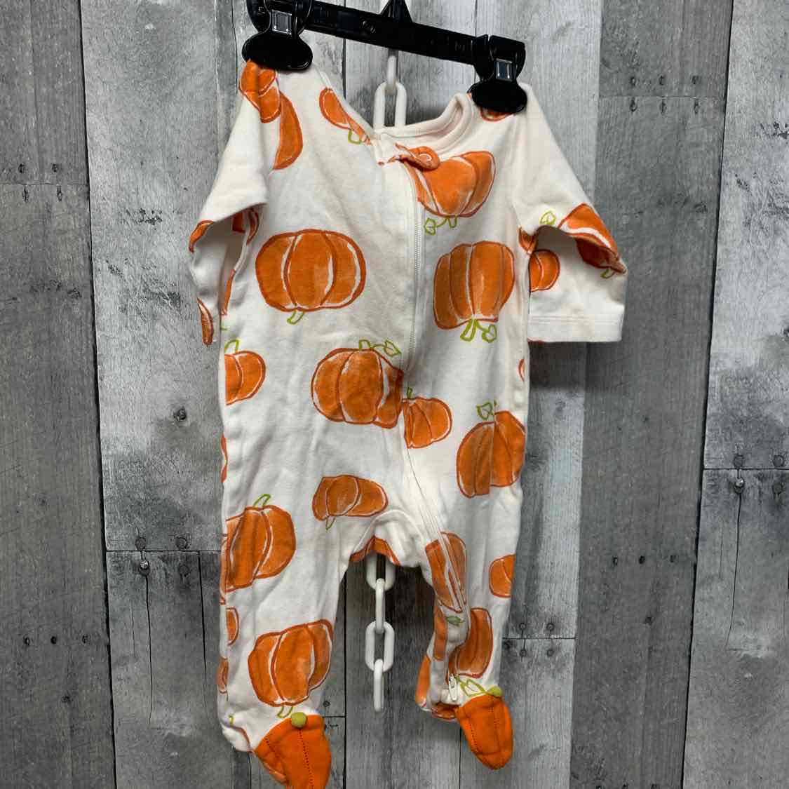 Size 6 Months White/Orange Just One You Footy PJs