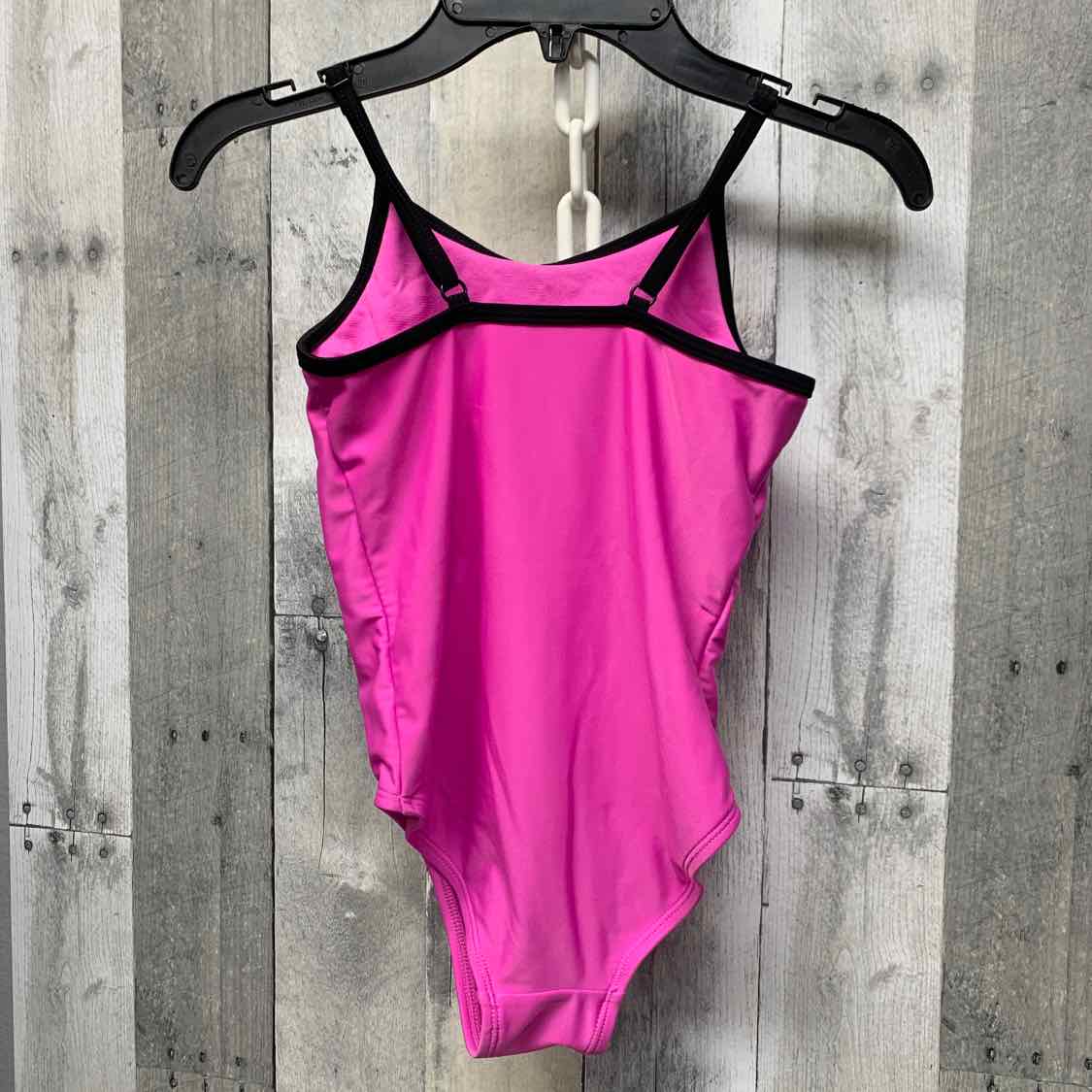 Size 7/8 Pink/Black Justice Swim Suit - 1pc