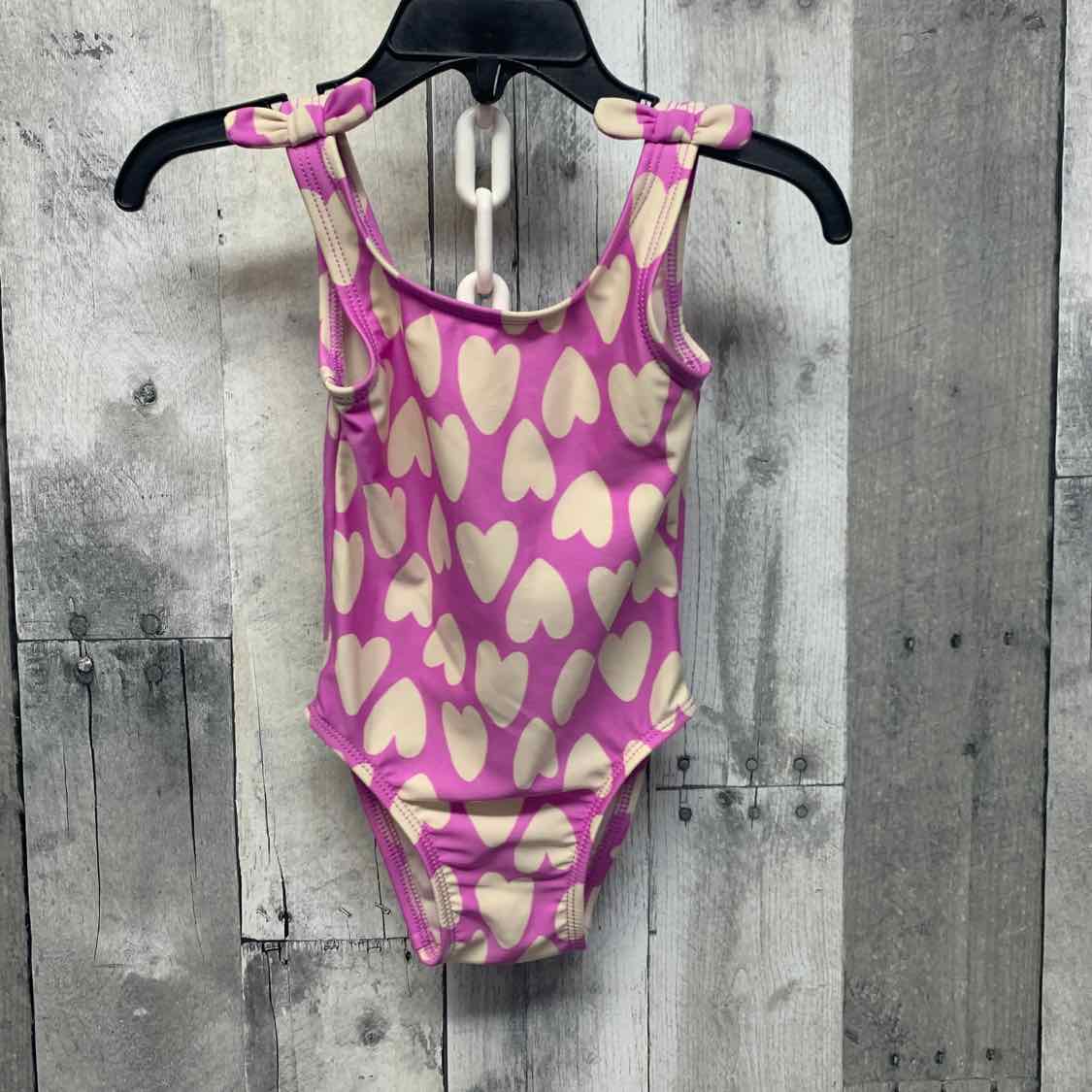 Size 12 Months Pink/White Cat & Jack Swim Suit - 1pc