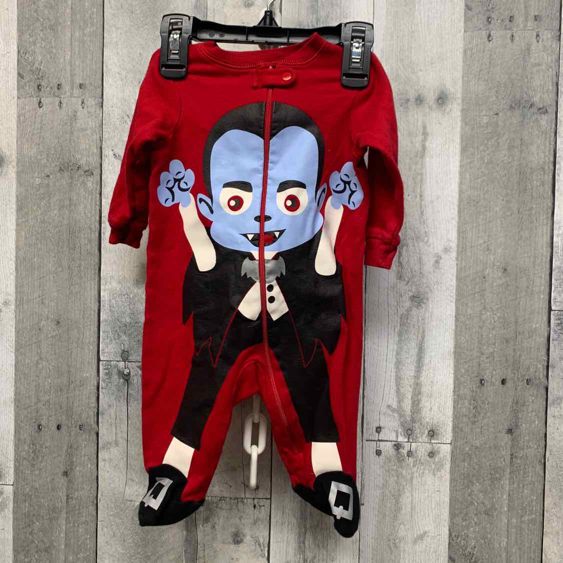 Size 0-3 Months Red Graphic Holiday Brands Footy PJs