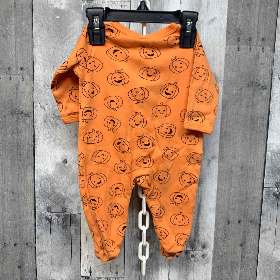 Size 3-6 Months Orange Print B Brand Footy PJs