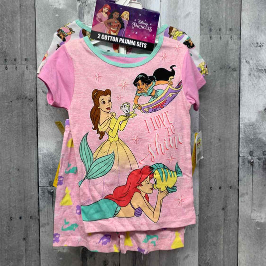 Size 6 Pink Print Disney 2pc PJs - OodlesCB