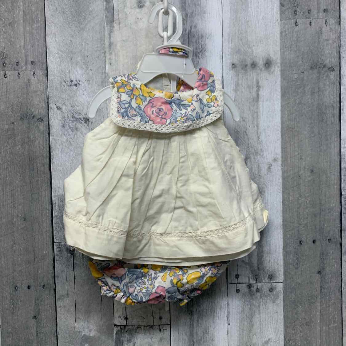 Size 3 Months White/Yellow B Brand 2pc Dress - OodlesCB