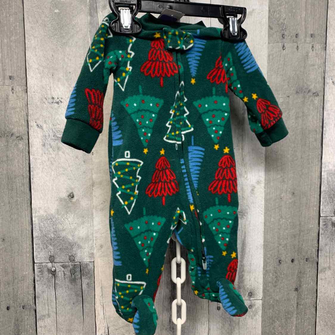 Size Newborn Green Print Carter's Footy PJs
