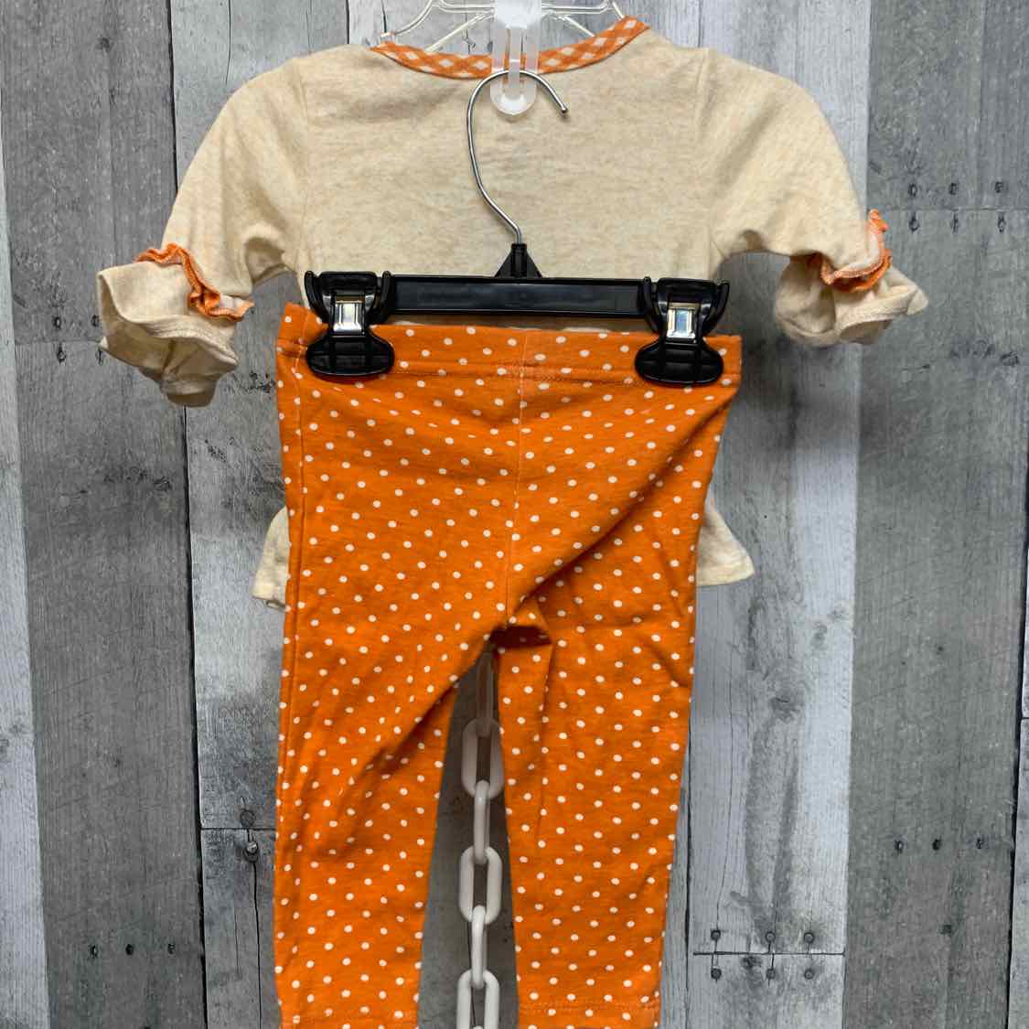 Size 9 Months Orange/Tan Baby Essentials 2pc Dress