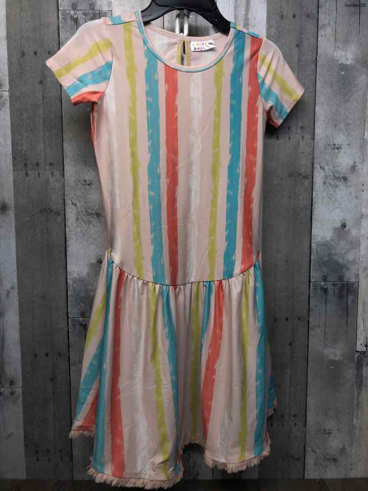 Size 8/10 Pink Striped Dot Dot Smile Dress