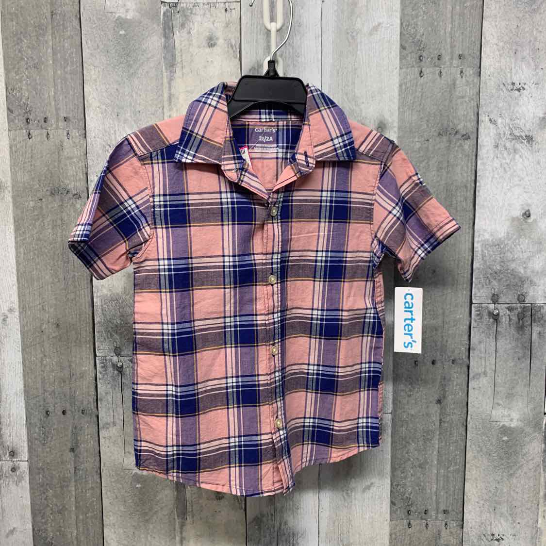 Size 2T Pink/Blue Carter's Button Up
