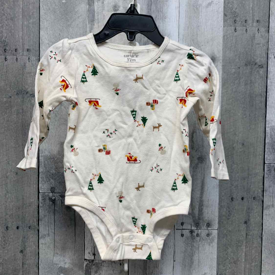 Size 12 Months White Print Carter's Bodysuit
