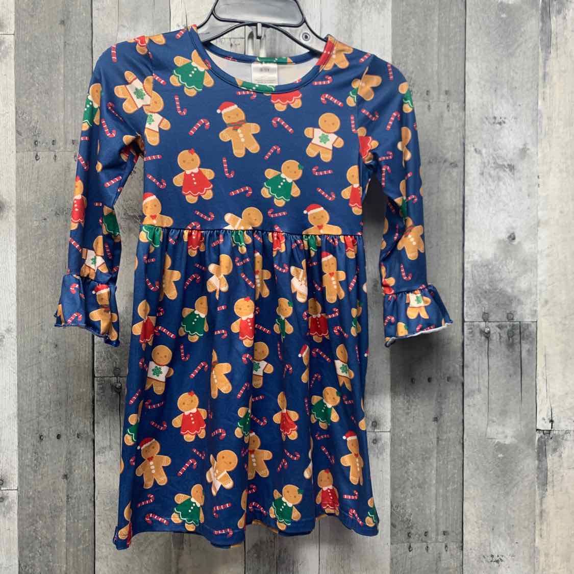 Size 4/5 Navy Print Mid Brand LS Dress