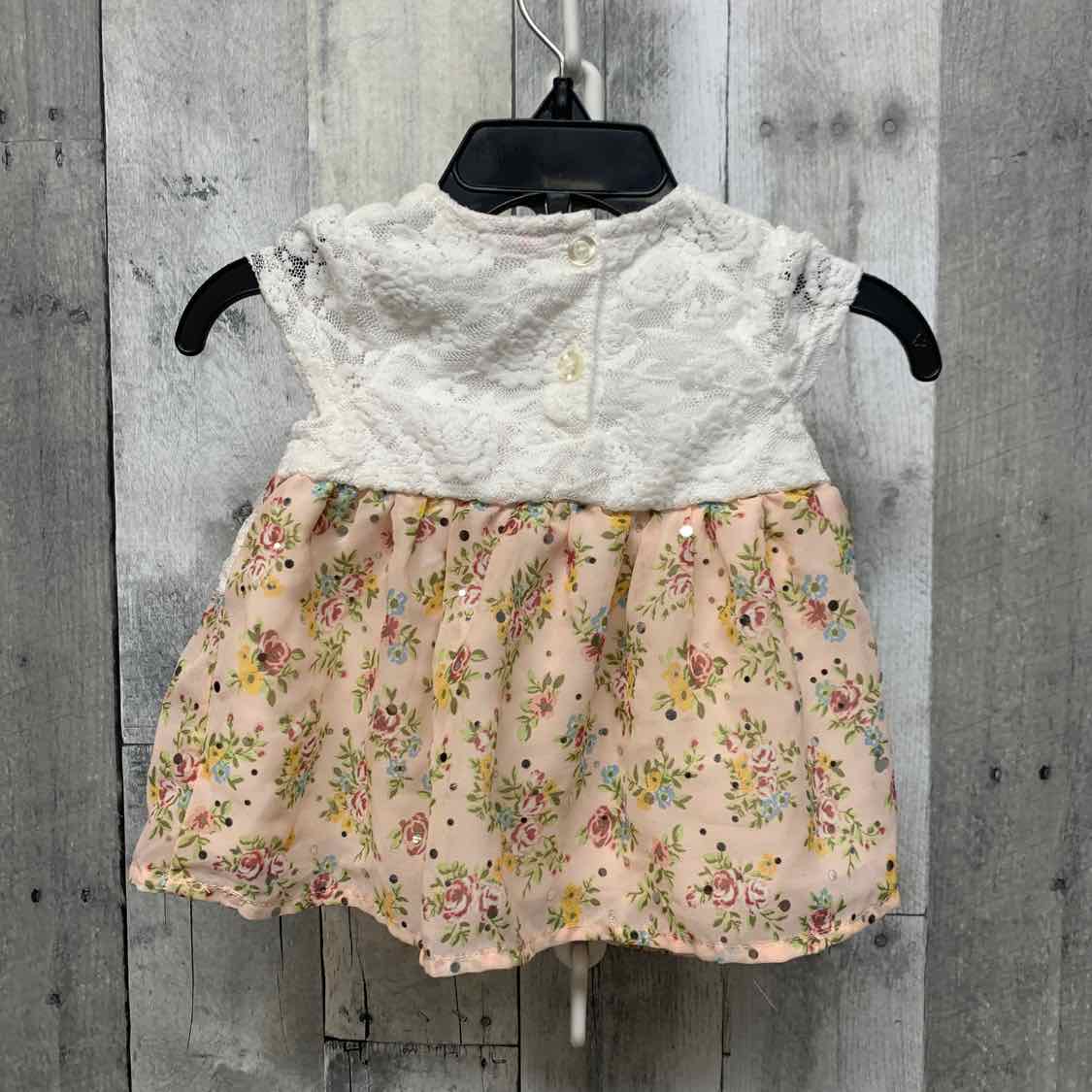 Size 3-6 Months White/Pink Little Lass Dress