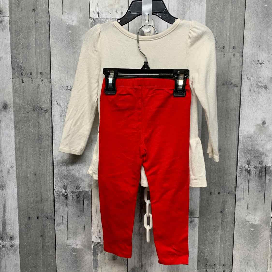 Size 2T Red/White Cat & Jack Shirt/Leggings
